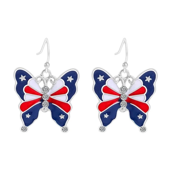 USA Patriotic Dangle Earrings for Women Red White Blue Stripe American Flag Earrings Star Heart USA Drop Earrings 4th of July Independence Day Patriotic Earrings Outfit