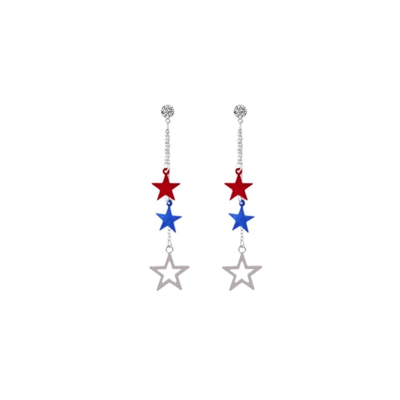 USA Patriotic Dangle Earrings for Women Red White Blue Stripe American Flag Earrings Star Heart USA Drop Earrings 4th of July Independence Day Patriotic Earrings Outfit