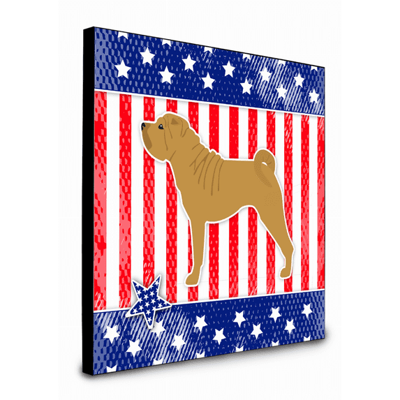 Carolines Treasures BB3352UP88 8 x 8 x 0.625 in. USA Patriotic Shar Pei Artwork Panel Wall Decor