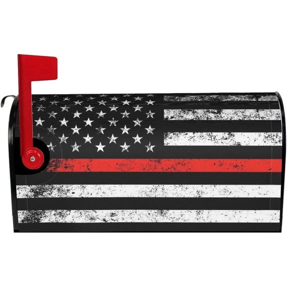 USA Patriotic Firefighter Flag Mailbox Cover Mailbox Wraps, Waterproof Mailbox Covers Magnetic Post Box Cover Standard Size 21"(L) x 18"(W) Garden Yard Outside Farmhouse Home Decor