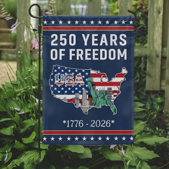 USA Patriotic Garden Flag, Map Liberty Theme Yard Decor, Independence Day Outdoor Flag