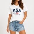 thumbnail image 1 of USA Patriotic Graphic T-Shirt, Land of the Free American Flag Tee, Unisex Short Sleeve Cotton Shirt, 1 of 6