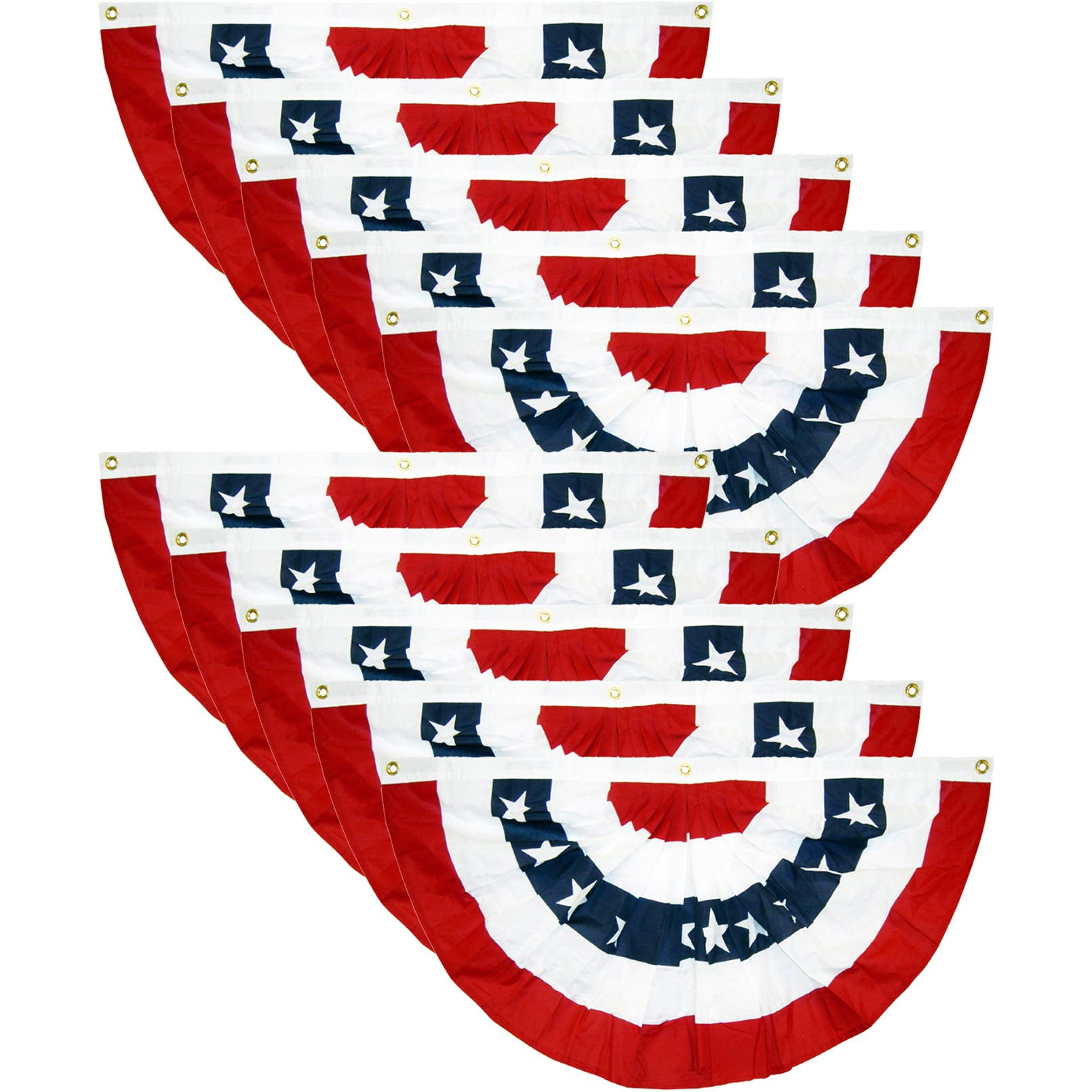 USA Patriotic Pleated Fan Flags, 10 Pack, 3x1.5 Ft American Bunting Banner Stars and Stripes Flag for Memorial Day and 4th of July