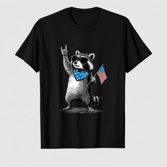 USA Patriotic Raccoon Men Women Funny 4th of July T-Shirt