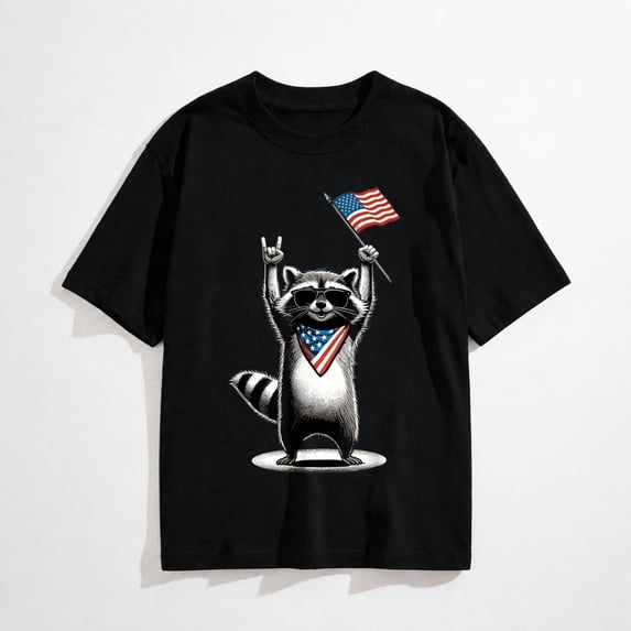USA Patriotic Raccoon Men Women Funny 4th of July T-Shirt