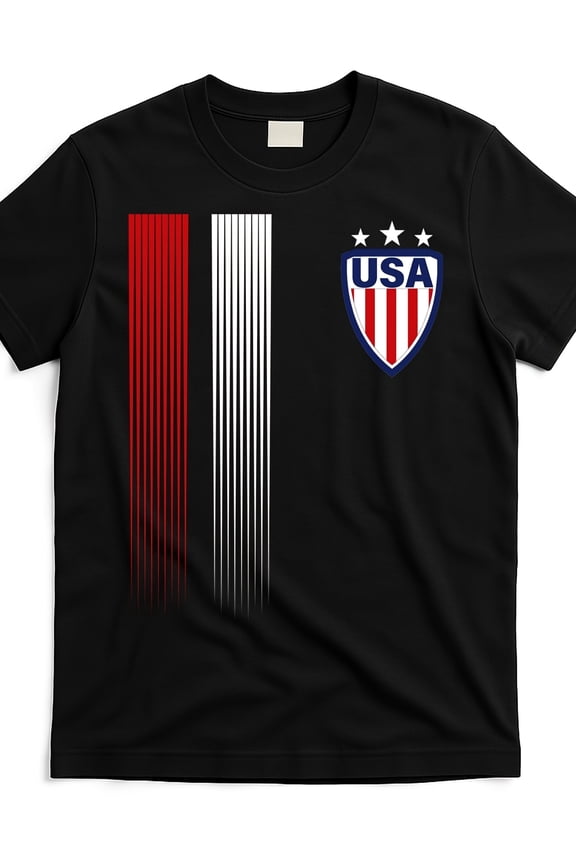 USA Patriotic Shield Graphic T-Shirt - Men's Adult Red White and Blue Soccer Style Tee - Retro United States Pride Apparel