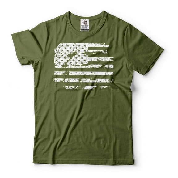 USA Patriotic Shirt America Flag Tee 4th Of July Patriotic Shirt US Flag Distress Shirt (3X-Large Military Green)