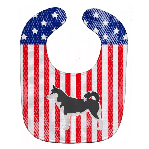 USA Patriotic Siberian Husky Baby Bib