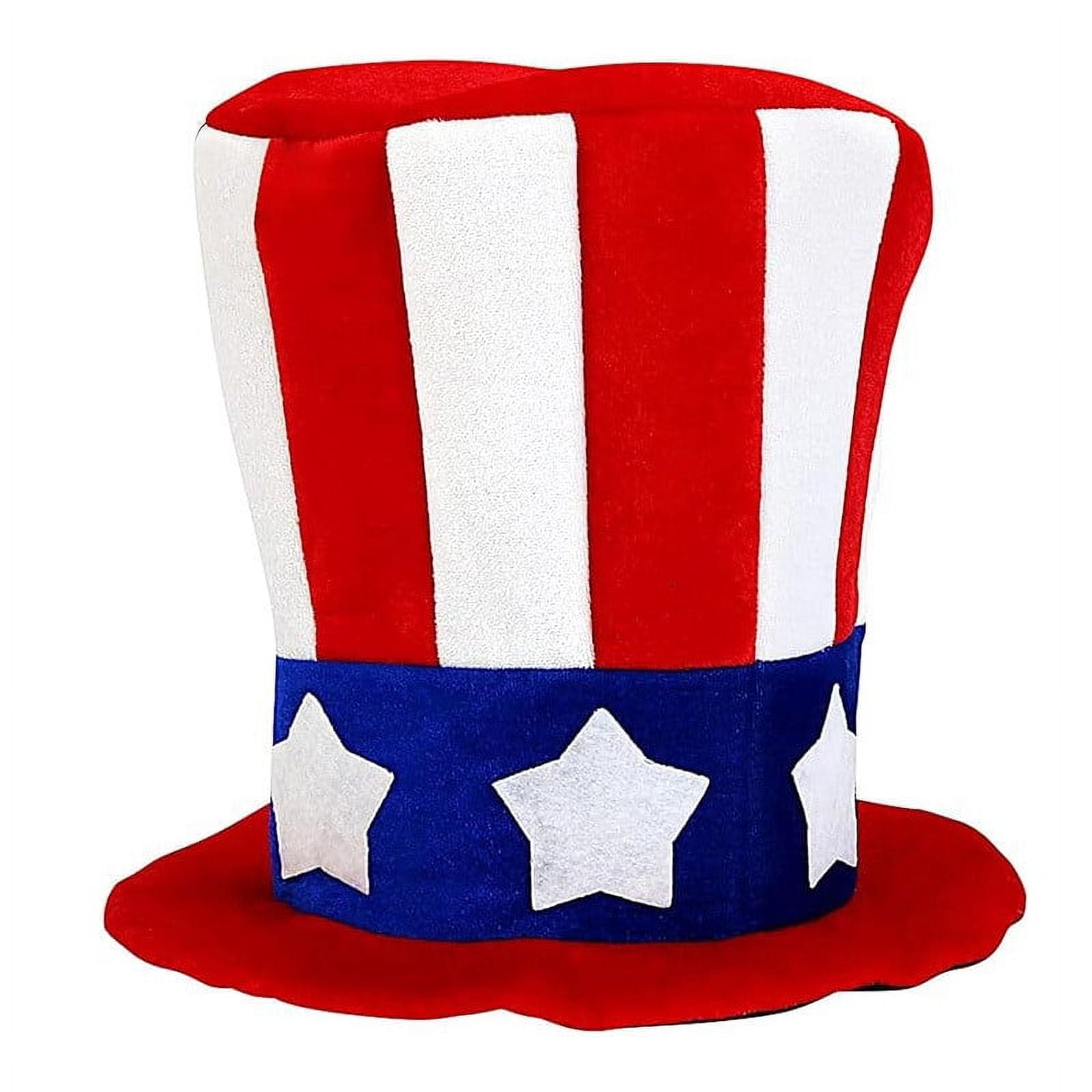 USA Patriotic Uncle Sam Hat Red White Blue Stars Top Hat for Independence Day 4th of July Party