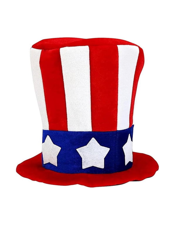 USA Patriotic Uncle Sam Hat Red White Blue Stars Top Hat for Independence Day 4th of July Party