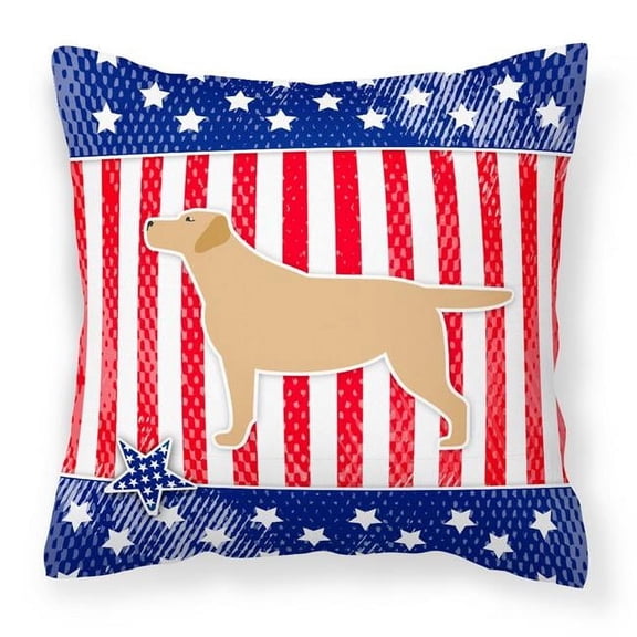 USA Patriotic Yellow Labrador Retriever Fabric Decorative Pillow