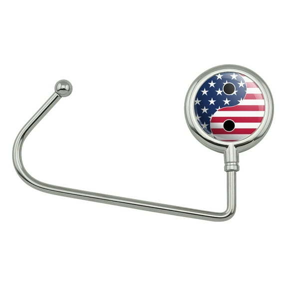 USA Patriotic Yin and Yang American Flag Purse Bag Hanger Holder Hook