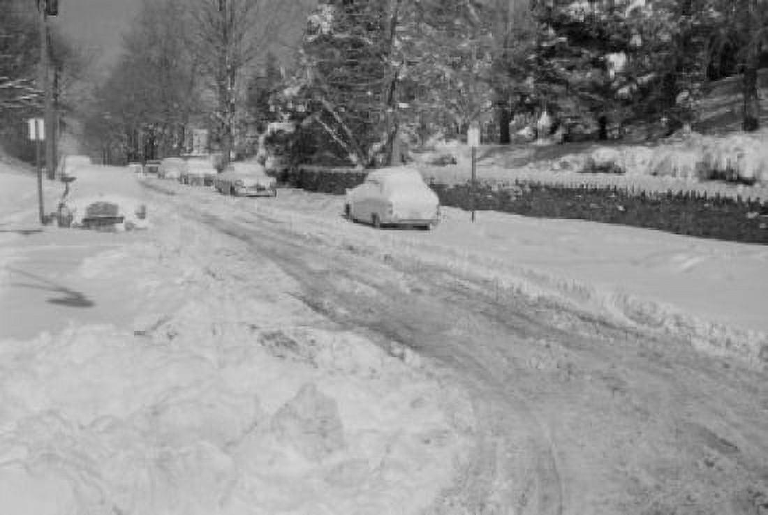 USA Pennsylvania Jenkintown Road covered in snow Canvas Art - (24 x 36)