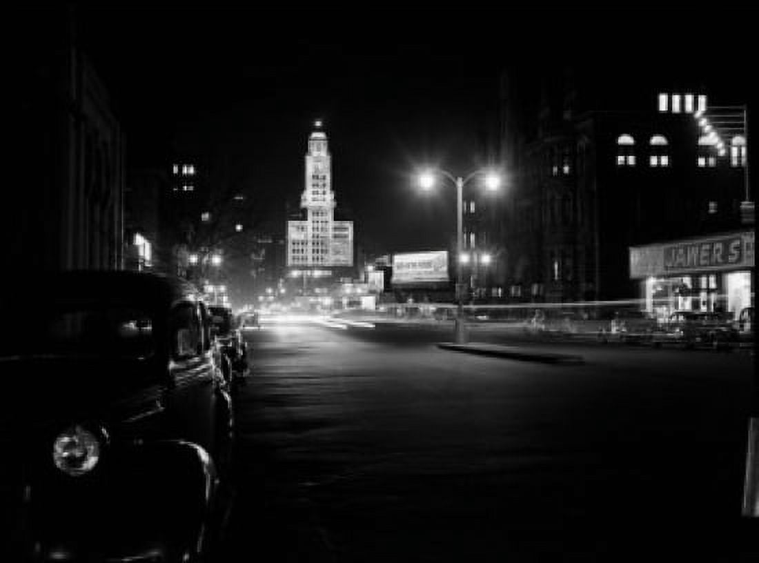 USA Pennsylvania Philadelphia Bulletin Building at night Canvas Art - (24 x 36)