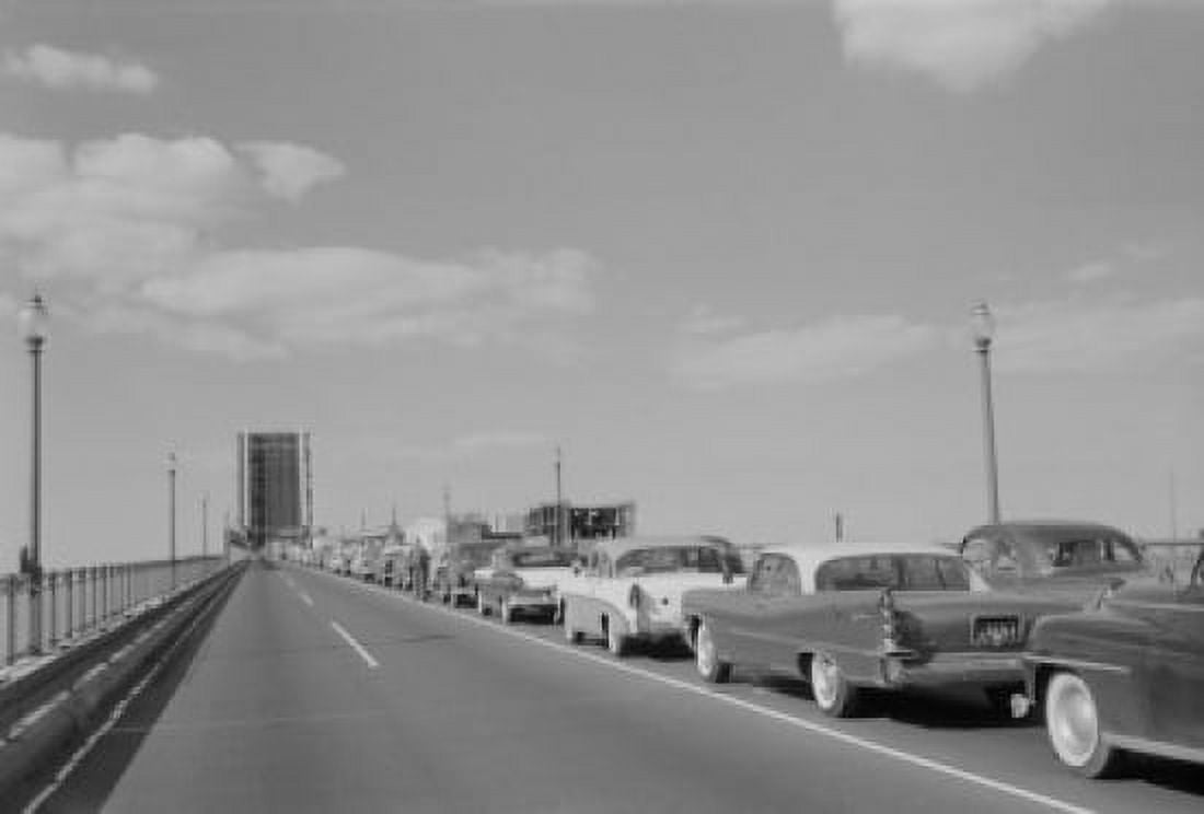 USA Pennsylvania Philadelphia Cars waiting on bridge Canvas Art - (24 x 36)
