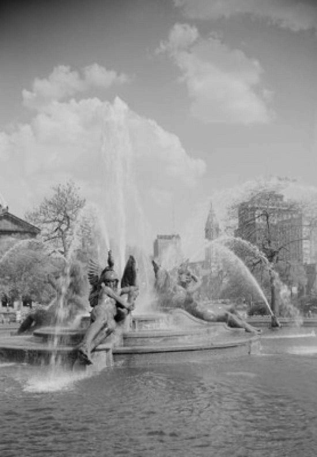 USA Pennsylvania Philadelphia Fountains at Logan Circle with midtown skyline in background Canvas Art - (24 x 36)