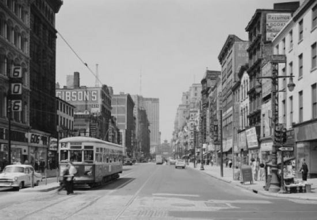 USA Pennsylvania Philadelphia Pedestrians and tram on Market Street Canvas Art -  (24 x 36)