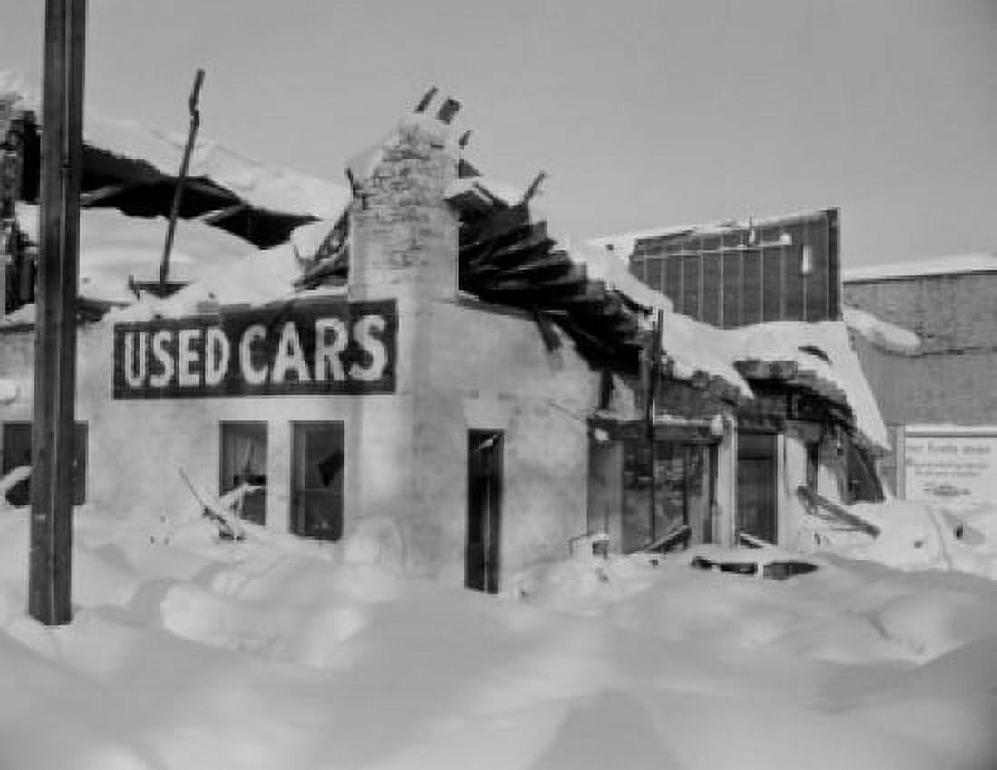 USA Pennsylvania Ruined car garage in snow Canvas Art - (24 x 36)