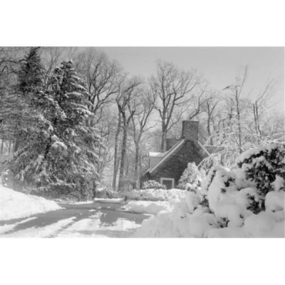 USA Pennsylvania Snow-Bound Cottage Poster Print - 18 x 24 in.