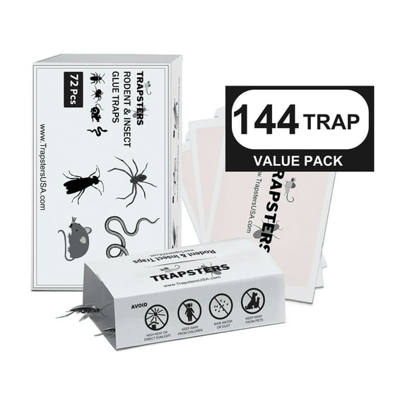 USA Pest Paper Glue Trap Sticky Boards (144CT) - 8.3''x5.3'' Extra Strength, Non-Toxic Pre-Baited Adhesive for Mice - Safe Pest Control - Child & Pet Friendly - Indoor Use (Unscented)