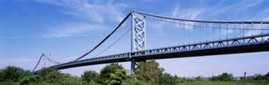 USA Philadelphia Pennsylvania Benjamin Franklin Bridge over the Delaware River Canvas Art - Panoramic Images (36 x 12)