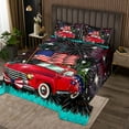 thumbnail image 1 of USA Pickup Car Coverlet Set Independence Day Patriotic Theme Quilt Set, American Flag with Fireworks Bedspread Set 4th of July God Bless The USA Bedding Set for Men Women , Twin, 1 of 2