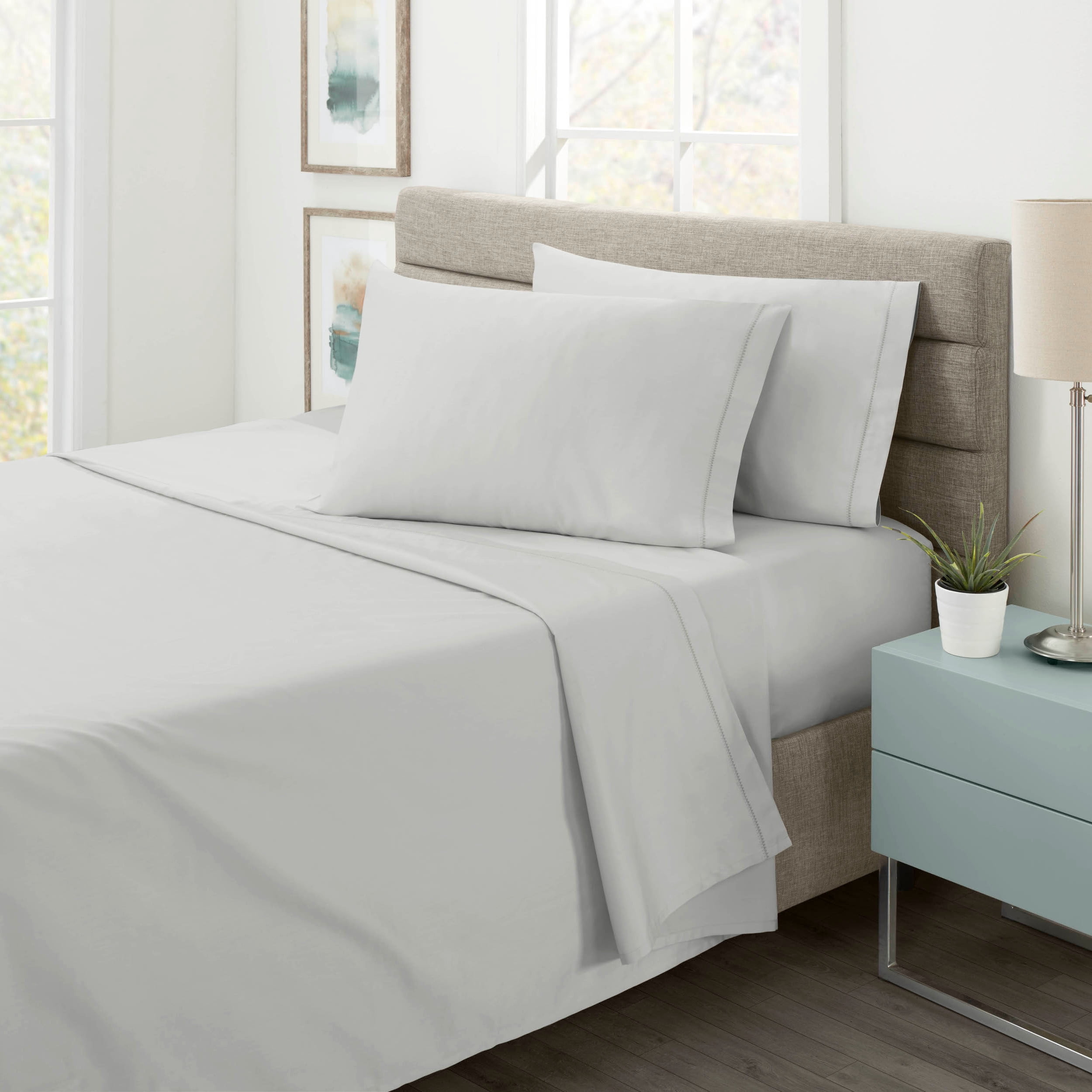 USA Pima Solid Grey Wash Cotton Sateen Sheet Set, King