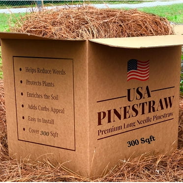 USA Pine Straw - Premium Pine Needle Mulch (Pine Needle Mulch - 300 Sqft 1 Set)