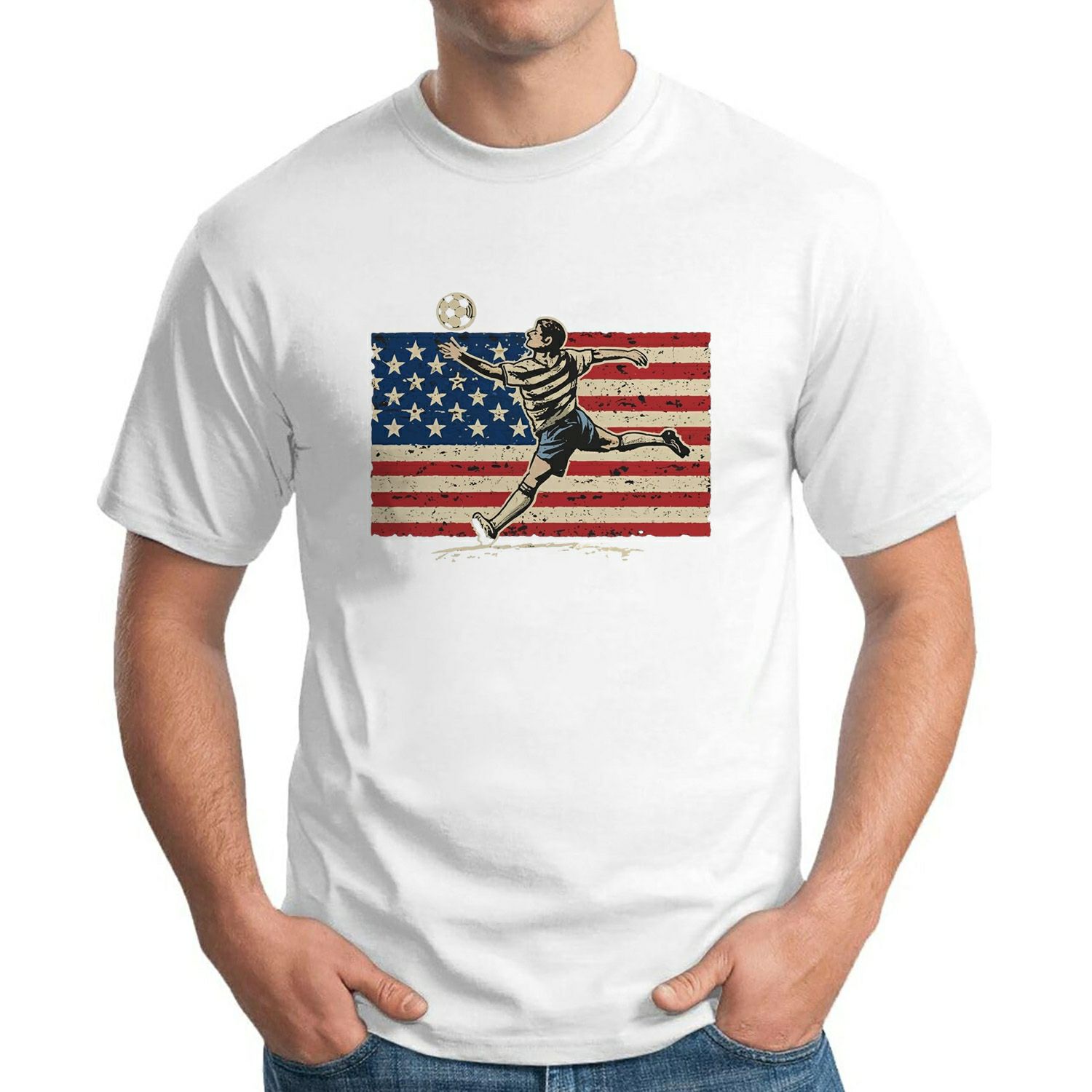 USA Play Like a Girl Soccer Football USA Flag Casual Mens T Shirts ...