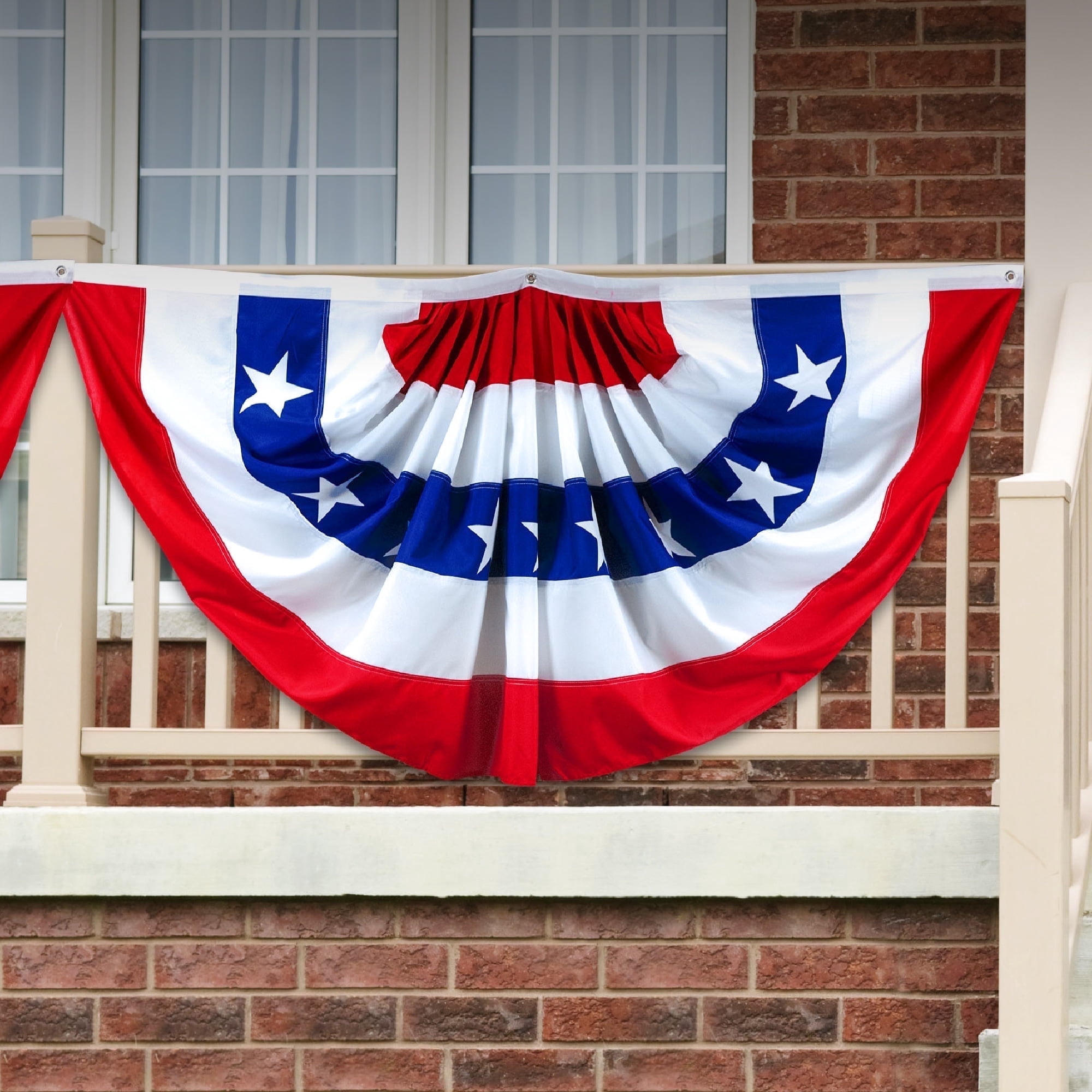 G128- 4th of July Decor 3x6 ft Patriotic Decoration Printed American Fan Flag USA Bunting