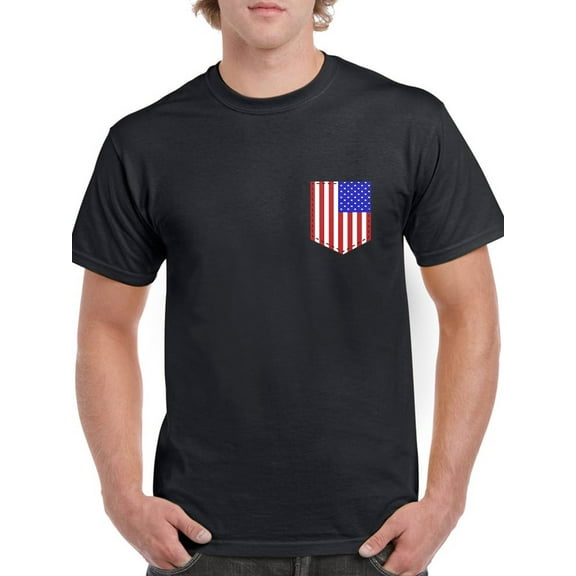 USA Pocket Flag Graphic Men Black T-Shirt, Male Medium