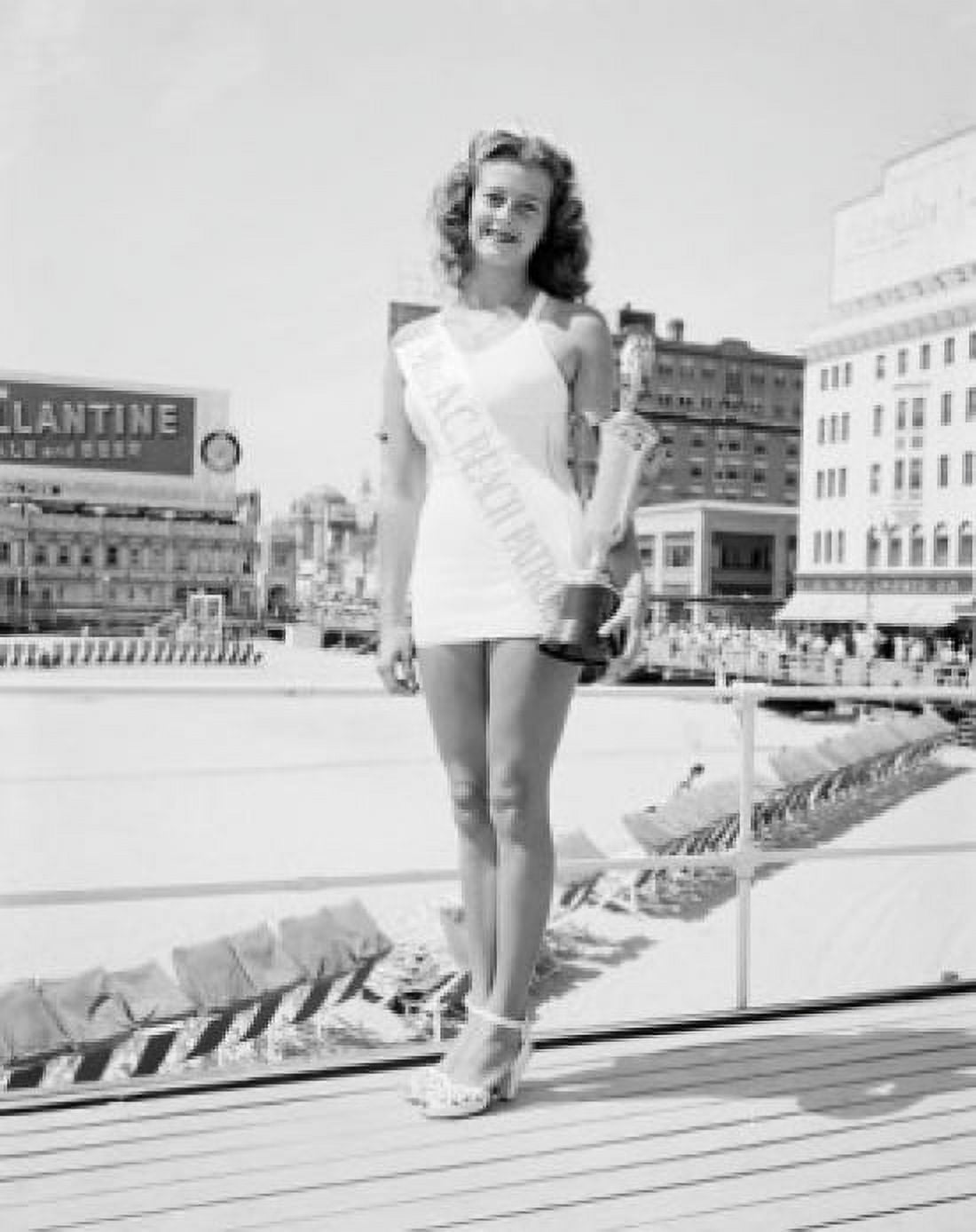 USA Portrait of Miss Atlantic City Beach Patrol Mary Jane Bramble 1948 Canvas Art - (18 x 24)