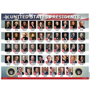 USA Presidents of the united states Of America poster NEW 2025 47th 2nd term chart LAMINATED Classroom LARGE Landscape school wall decoration learning history flag metal
