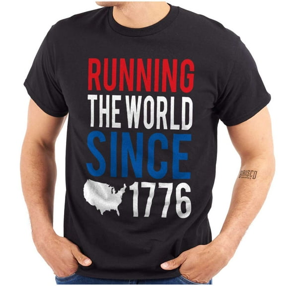 USA Pride America Running the World Men's Graphic T Shirt Tees Brisco Brands S