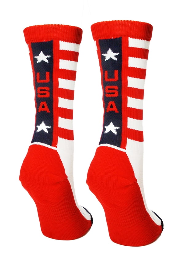 USA Pride Athletic Crew Socks (White/Red/Navy, X-Large)