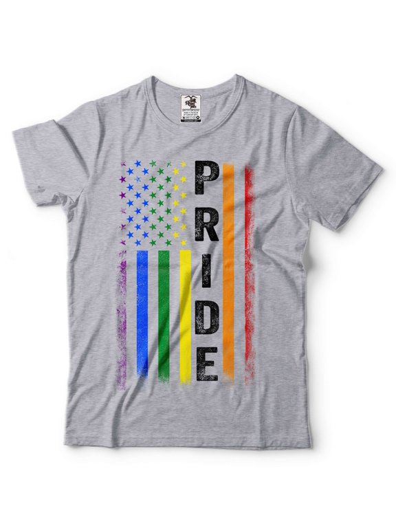 USA Pride Flag Shirt Pride Flag Shirt America Pride Shirt America Flag Shirt LGBT LGBTQ Shirt (Medium Grey)