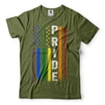 thumbnail image 1 of USA Pride Flag Shirt Pride Flag Shirt America Pride Shirt America Flag Shirt LGBT LGBTQ Shirt (Medium Military Green), 1 of 6