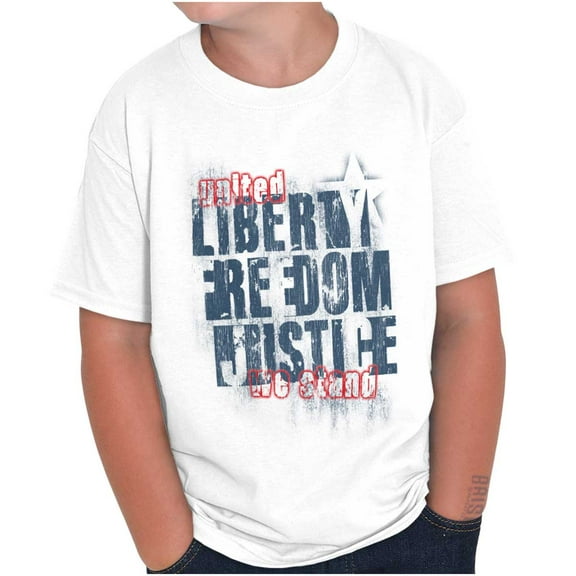 USA Pride Liberty Freedom and Justice Crewneck T Shirts Boy Girl Teen Brisco Brands S