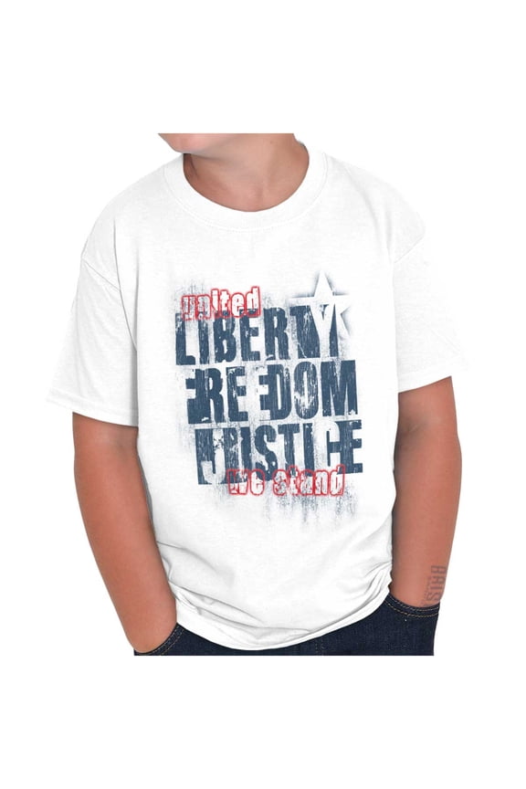 USA Pride Liberty Freedom and Justice Crewneck T Shirts Boy Girl Teen Brisco Brands X