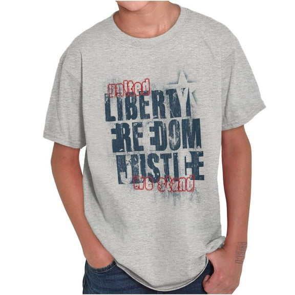 USA Pride Liberty Freedom and Justice Crewneck T Shirts Boy Girl Teen Brisco Brands X