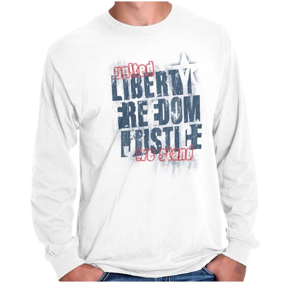 USA Pride Liberty Freedom and Justice Long Sleeve TShirt Men Women Brisco Brands S
