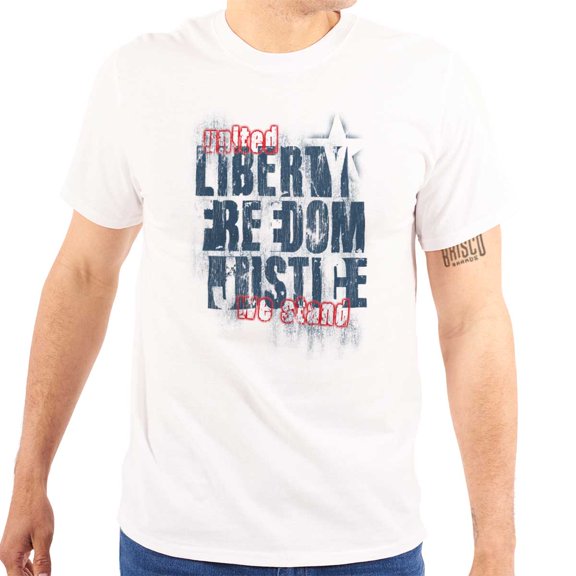 USA Pride Liberty Freedom and Justice Men's Graphic T Shirt Tees Brisco Brands L