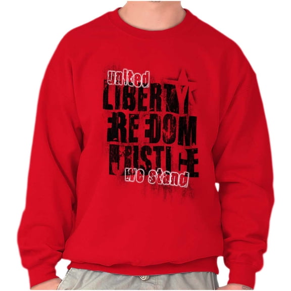 USA Pride Liberty Freedom and Justice Unisex Plus Fleece Graphic Sweatshirt Brisco Brands 2X
