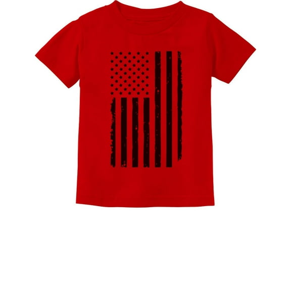 USA Pride Tstars Boys Unisex T-shirt - Bold Black Distressed Flag Print - Independence Day Celebratory Tee - Perfect Fourth of July Gift for Patriotic Kids - Toddler & Infant Apparel - 4T Red