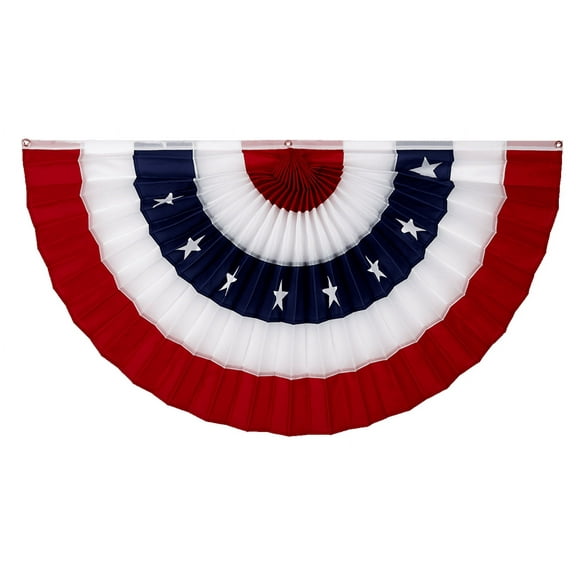 USA Printed Cotton Flag Bunting - Red/White/Stars/White/Red - 18" x 36"