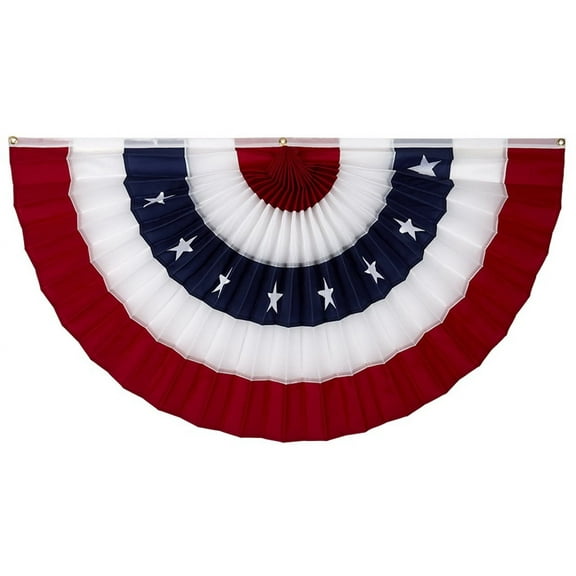 USA Printed Cotton Pleated Fan - Indoor/Outdoor American Flag Bunting, Patriotic Decorations, Made in the USA, 3' x 6' Stars & Stripes Poly-Cotton Fan Bunting, by Old Glory Bunting