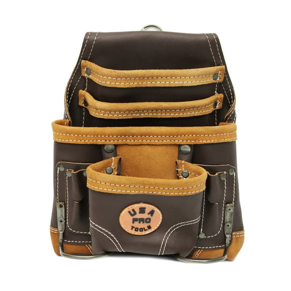 USA Pro Tools Carpenter Tool Pouch,10 Pockets with 2 Hammer Holders, Best for Electricians, Plumbers, Handyman and Framers