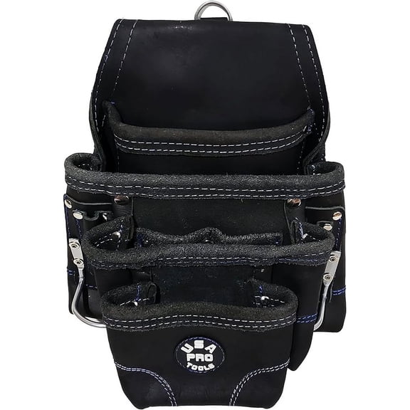 USA Pro Tools Carpenters Tool Pouch, 12 Pockets with 2 Hammer Holders, Leather Tool Pouch for Framers and Construction Workers(SST 1213)