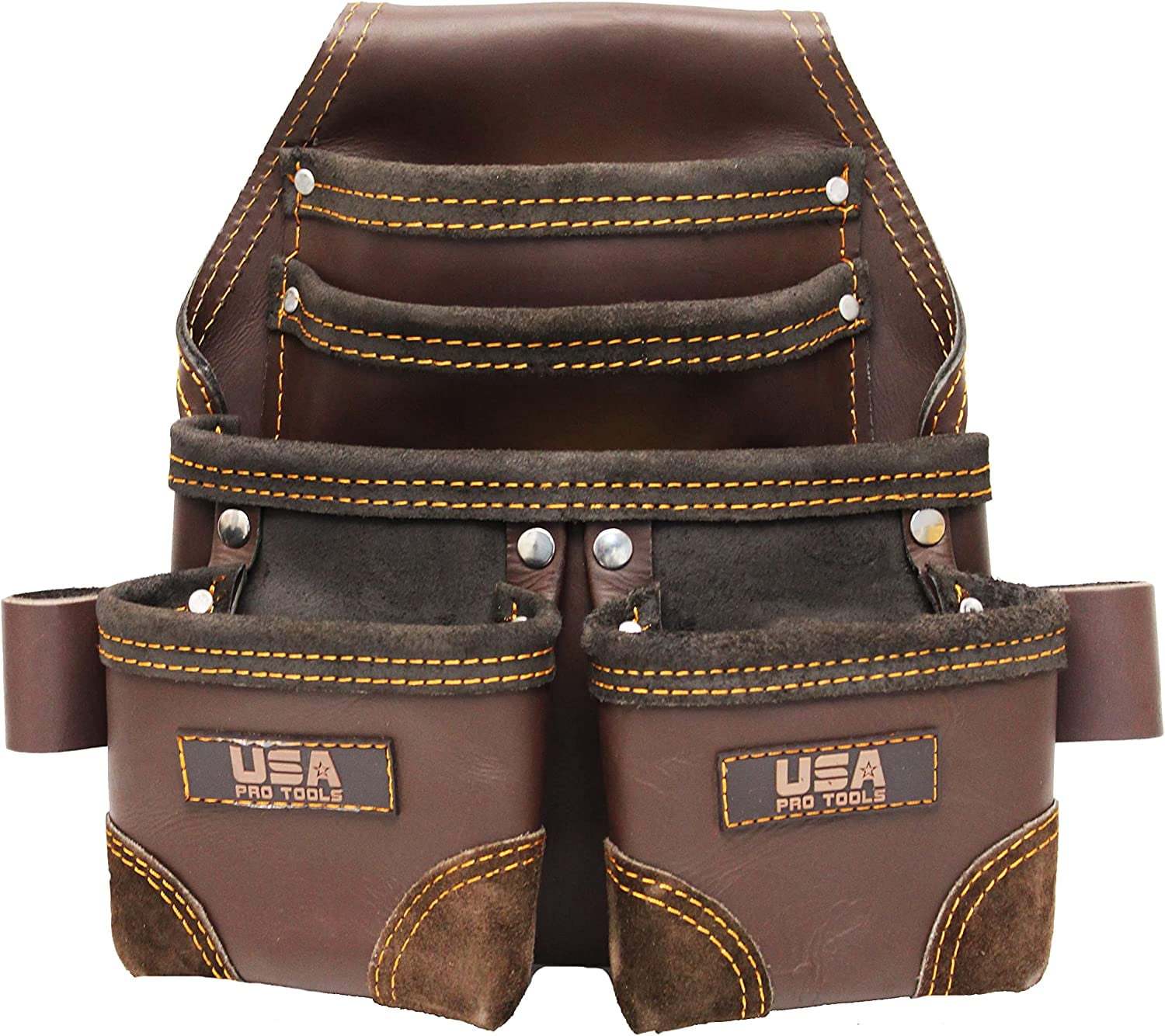 USA Pro Tools Framers Tool Pouch, Leather Tool Bag with 5 Pockets for