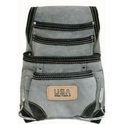 USA Pro Tools Suede Tool Pouch | 10 Pocket Leather Tool Pouch | Carpenters Nail & Tool Pouch BagGREY